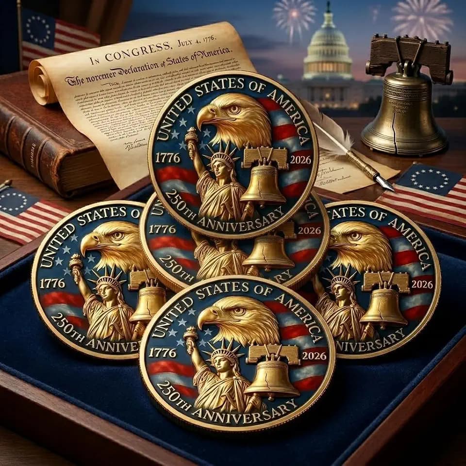 5pcs 250th Anniversary Freedom Commemorative Coin Set (1776-2025) - 3D Engraved US Capitol & Eagle Military Challenge Coin, Collectible Medal