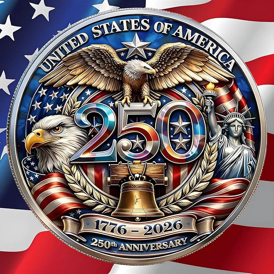 250th Anniversary USA Commemorative Coin – Eagle & Patriotic Symbols Collectible (1776‑2026)